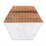 Geometric Tribal Pattern Design Marble Wood Coaster (Hexagon) 