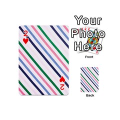 Retro Vintage Stripe Pattern Abstract Playing Cards 54 Designs (Mini) from UrbanLoad.com Front - Heart2