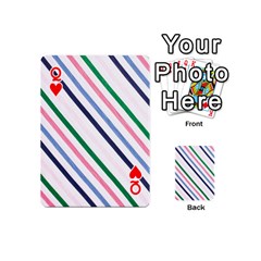 Queen Retro Vintage Stripe Pattern Abstract Playing Cards 54 Designs (Mini) from UrbanLoad.com Front - HeartQ