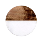 Anstract Gold Golden Grid Background Pattern Wallpaper Classic Marble Wood Coaster (Round) 