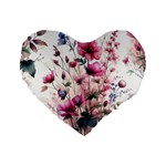 Flora Floral Flower Petal Standard 16  Premium Heart Shape Cushions