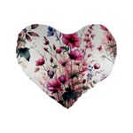 Flora Floral Flower Petal Standard 16  Premium Flano Heart Shape Cushions
