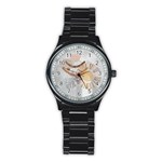 Boho Background Leaves Botanical Stainless Steel Round Watch