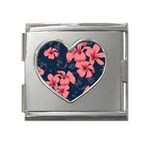 5902244 Pink Blue Illustrated Pattern Flowers Square Pillow Mega Link Heart Italian Charm (18mm)