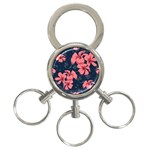 5902244 Pink Blue Illustrated Pattern Flowers Square Pillow 3-Ring Key Chain