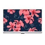 5902244 Pink Blue Illustrated Pattern Flowers Square Pillow Business Card Holder