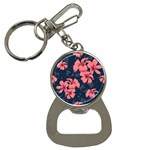5902244 Pink Blue Illustrated Pattern Flowers Square Pillow Bottle Opener Key Chain