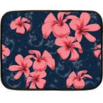 5902244 Pink Blue Illustrated Pattern Flowers Square Pillow Fleece Blanket (Mini)