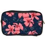 5902244 Pink Blue Illustrated Pattern Flowers Square Pillow Toiletries Bag (One Side)