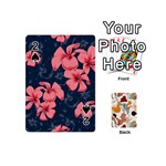 5902244 Pink Blue Illustrated Pattern Flowers Square Pillow Playing Cards 54 Designs (Mini)