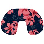 5902244 Pink Blue Illustrated Pattern Flowers Square Pillow Travel Neck Pillow