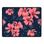 5902244 Pink Blue Illustrated Pattern Flowers Square Pillow Two Sides Fleece Blanket (Small)