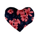 5902244 Pink Blue Illustrated Pattern Flowers Square Pillow Standard 16  Premium Flano Heart Shape Cushions
