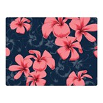 5902244 Pink Blue Illustrated Pattern Flowers Square Pillow Two Sides Premium Plush Fleece Blanket (Mini)
