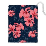 5902244 Pink Blue Illustrated Pattern Flowers Square Pillow Drawstring Pouch (4XL)