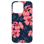 5902244 Pink Blue Illustrated Pattern Flowers Square Pillow iPhone 14 Pro Max Black UV Print Case
