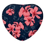 5902244 Pink Blue Illustrated Pattern Flowers Square Pillow Heart Glass Fridge Magnet (4 pack)
