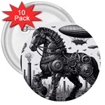 Steampunk Horse  3  Buttons (10 pack) 