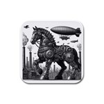 Steampunk Horse  Rubber Square Coaster (4 pack)