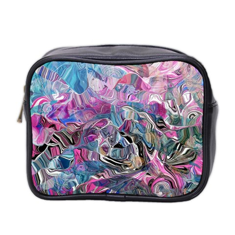 Pink Swirls Flow Mini Toiletries Bag (Two Sides) from UrbanLoad.com Front