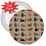 Cat Pattern Texture Animal 3  Buttons (100 pack) 