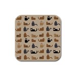 Cat Pattern Texture Animal Rubber Square Coaster (4 pack)