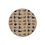 Cat Pattern Texture Animal Rubber Round Coaster (4 pack)