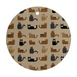 Cat Pattern Texture Animal Round Ornament (Two Sides)