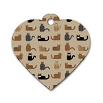 Cat Pattern Texture Animal Dog Tag Heart (One Side)
