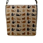 Cat Pattern Texture Animal Flap Closure Messenger Bag (L)