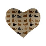 Cat Pattern Texture Animal Standard 16  Premium Flano Heart Shape Cushions