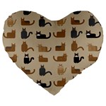 Cat Pattern Texture Animal Large 19  Premium Flano Heart Shape Cushions
