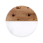 Cat Pattern Texture Animal Classic Marble Wood Coaster (Round) 