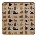 Cat Pattern Texture Animal Square Glass Fridge Magnet (4 pack)