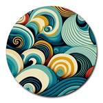 Wave Waves Ocean Sea Abstract Whimsical Round Mousepad