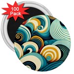 Wave Waves Ocean Sea Abstract Whimsical 3  Magnets (100 pack)
