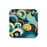 Wave Waves Ocean Sea Abstract Whimsical Rubber Coaster (Square)