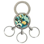 Wave Waves Ocean Sea Abstract Whimsical 3-Ring Key Chain