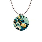 Wave Waves Ocean Sea Abstract Whimsical 1  Button Necklace