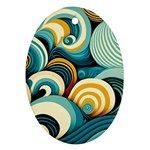 Wave Waves Ocean Sea Abstract Whimsical Oval Ornament (Two Sides)