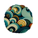 Wave Waves Ocean Sea Abstract Whimsical Standard 15  Premium Flano Round Cushions