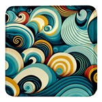 Wave Waves Ocean Sea Abstract Whimsical Square Glass Fridge Magnet (4 pack)