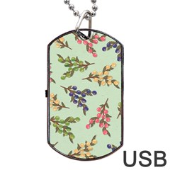 Berries Flowers Pattern Print Dog Tag USB Flash (Two Sides) from UrbanLoad.com Front