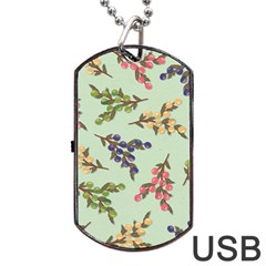 Berries Flowers Pattern Print Dog Tag USB Flash (Two Sides) from UrbanLoad.com Back