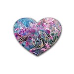 Pink Swirls Blend  Rubber Heart Coaster (4 pack)