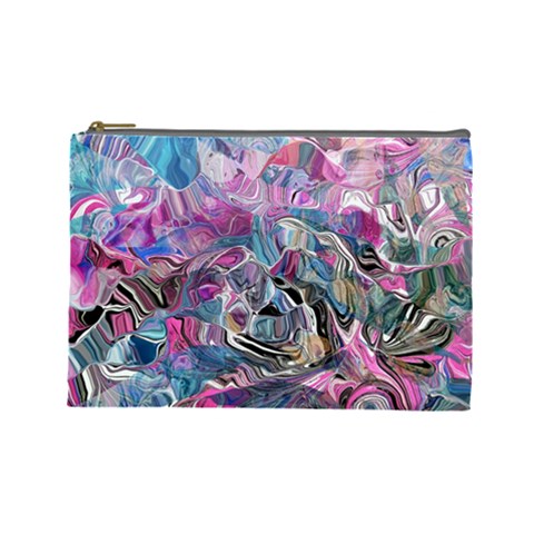 Pink Swirls Blend  Cosmetic Bag (Large) from UrbanLoad.com Front