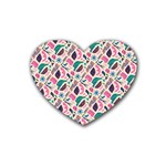 Multi Colour Pattern Rubber Heart Coaster (4 pack)