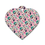 Multi Colour Pattern Dog Tag Heart (Two Sides)