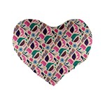 Multi Colour Pattern Standard 16  Premium Heart Shape Cushions