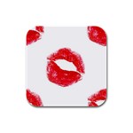 lips_on_white Rubber Square Coaster (4 pack)